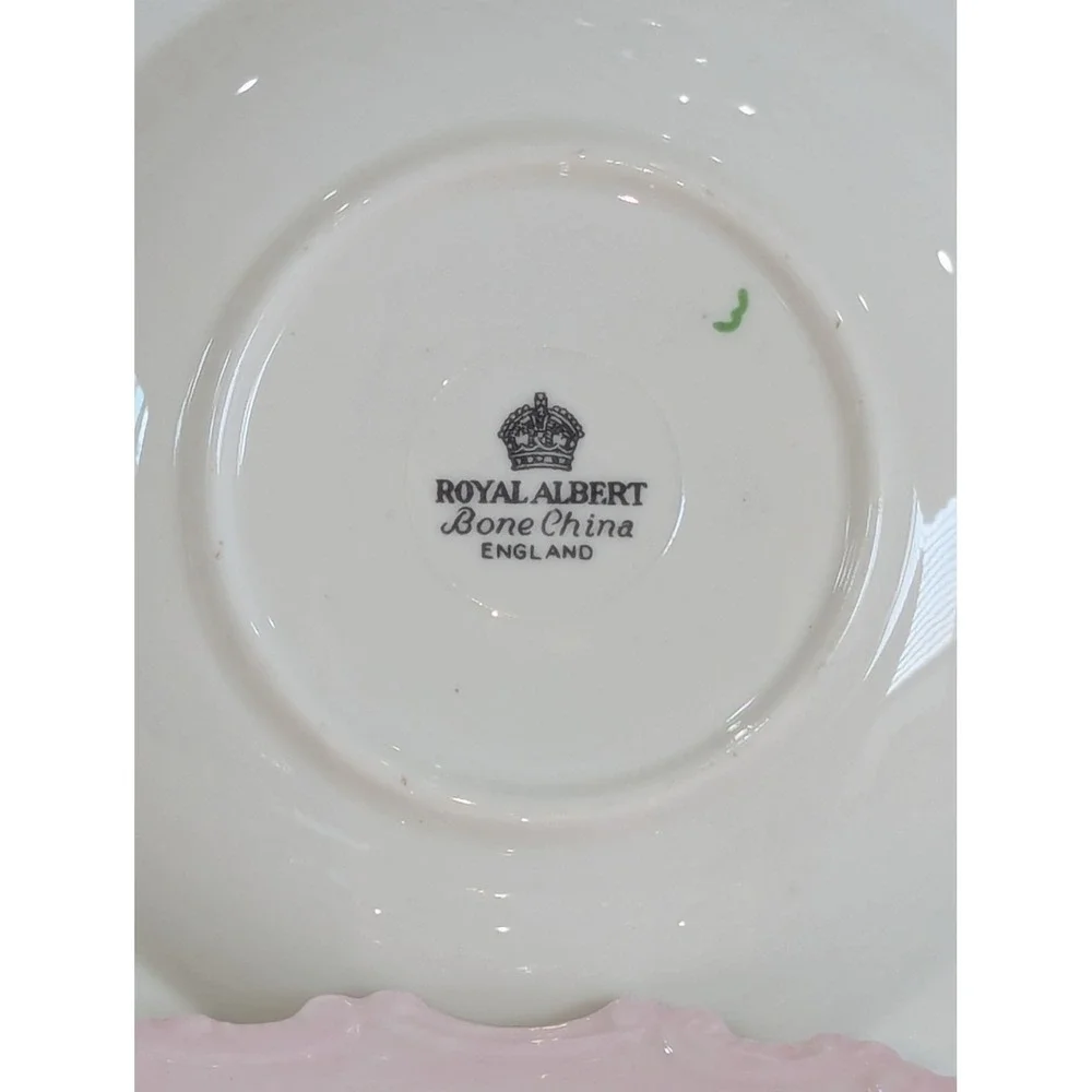 Royal Albert Pink Rose Bone China Shallow Berry Nut Dessert Bowls Set of 2 Gold
